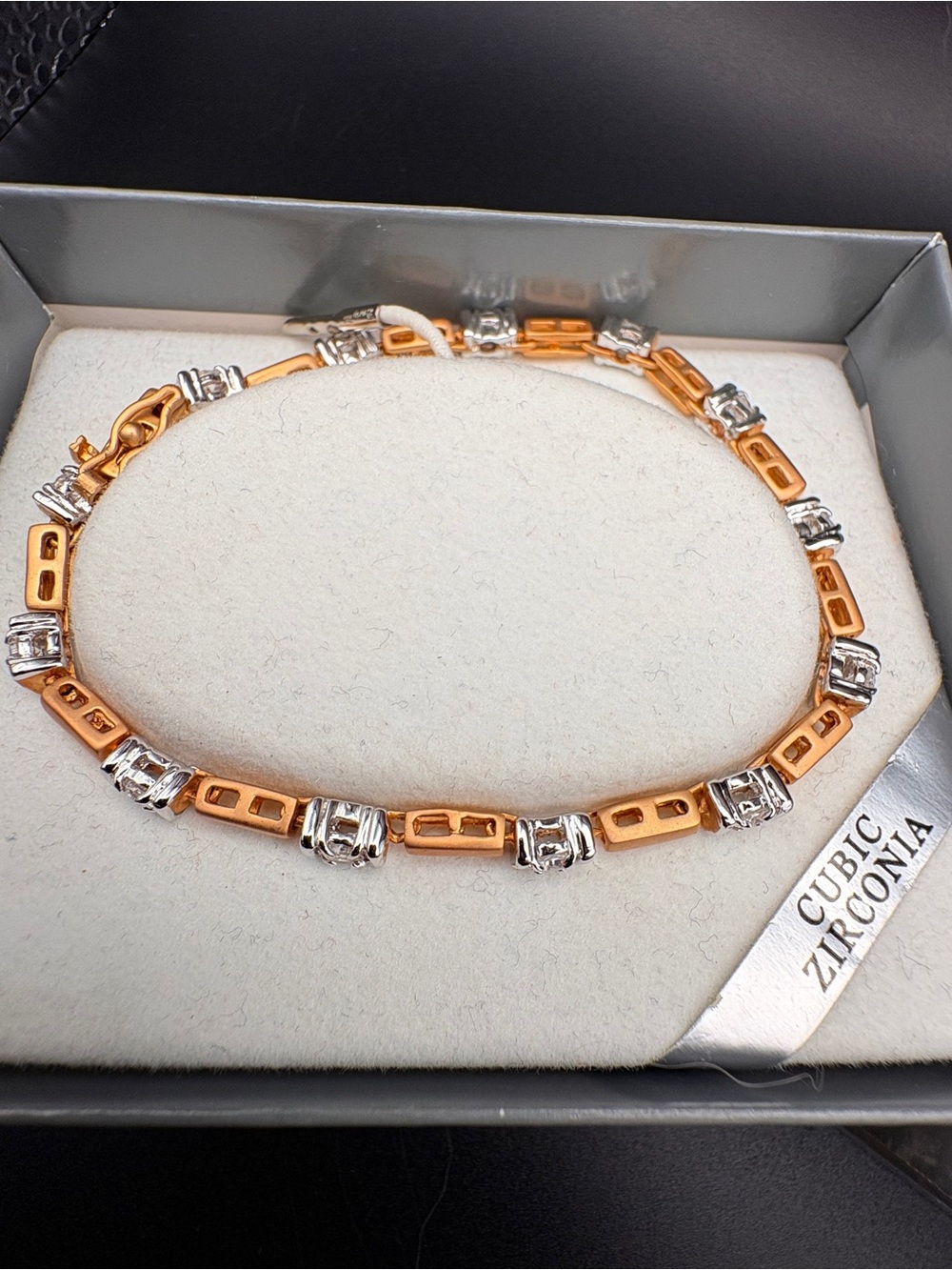 Rose Gold & Silver Cubic Zirconia Link Bracelet